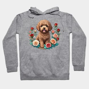 Mini Labradoodle Puppy With Roses Hoodie